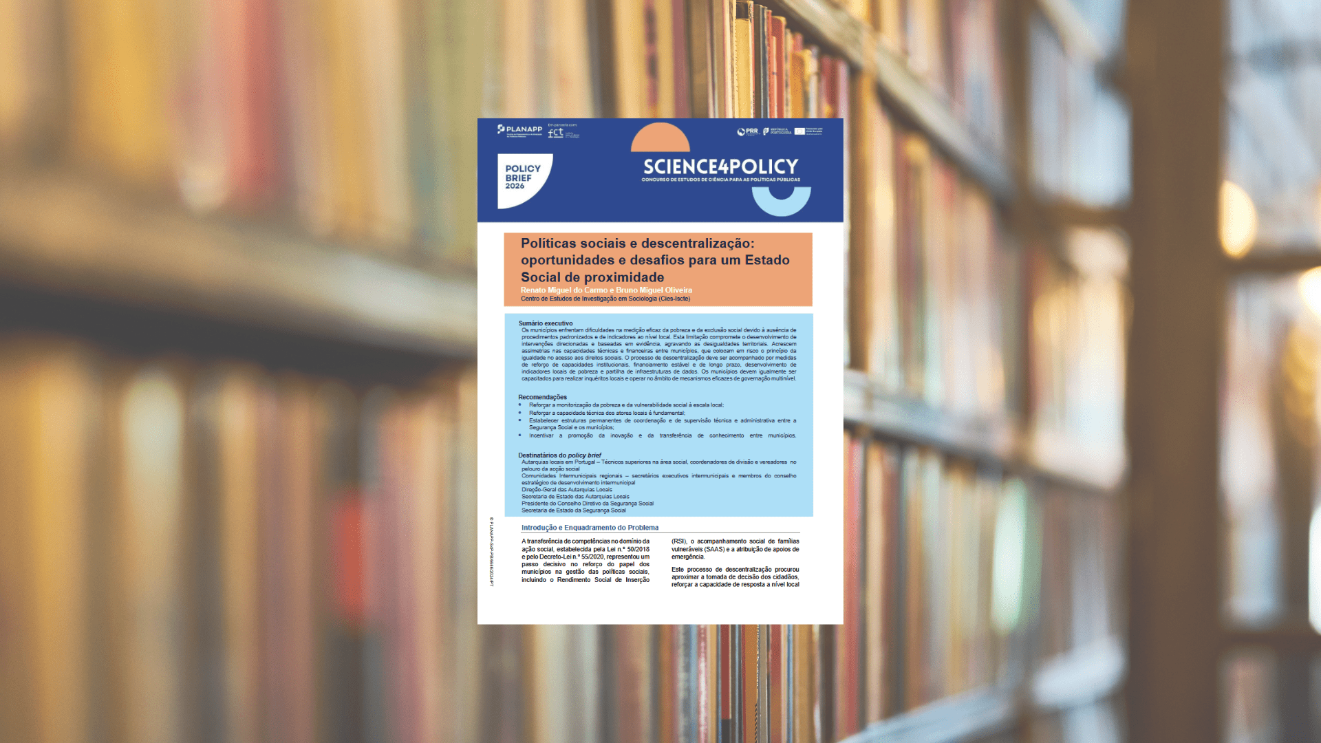 Novo policy brief analisa desafios da descentralização da ação social em Portugal